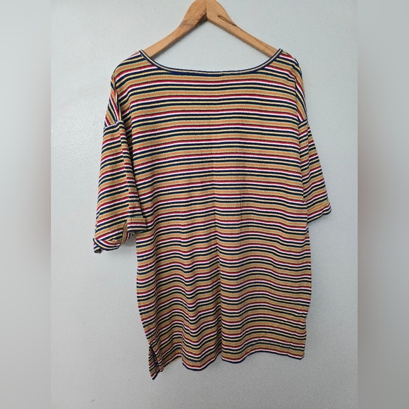 The Limited NWT Striped Rainbow Shirt Y2K Womens L S/S Oversized Kidcore - Picture 6 of 10